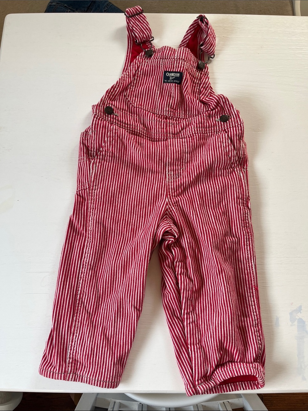 OshKosh B'gosh Red and White Striped Kids Overalls